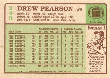 1984 Topps #243 Drew Pearson Back