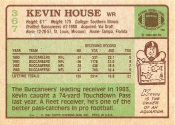 1984 Topps #367 Kevin House Back