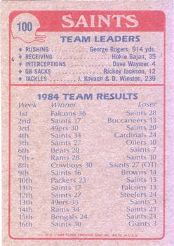 1985 Topps #100 Saints Team Leaders Back