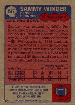 1985 Topps #247 Sammy Winder Back