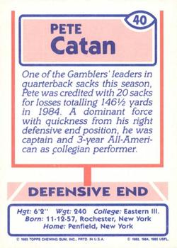 1985 Topps USFL #40 Pete Catan Back