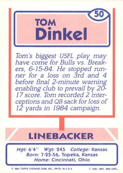 1985 Topps USFL #50 Tom Dinkel Back