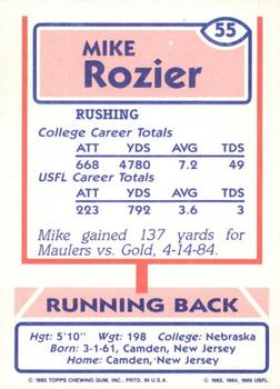 1985 Topps USFL #55 Mike Rozier Back