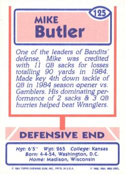 1985 Topps USFL #125 Mike Butler Back