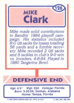 1985 Topps USFL #126 Mike Clark Back