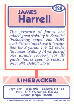 1985 Topps USFL #128 James Harrell Back