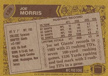 1986 Topps #139 Joe Morris Back
