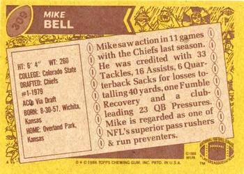 1986 Topps #309 Mike Bell Back