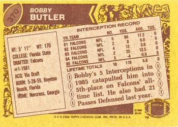 1986 Topps #370 Bobby Butler Back