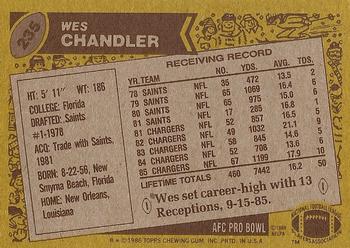 1986 Topps #235 Wes Chandler Back