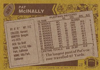 1986 Topps #267 Pat McInally Back