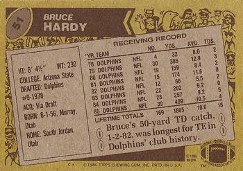 1986 Topps #51 Bruce Hardy Back