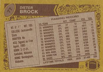 1986 Topps #77 Dieter Brock Back