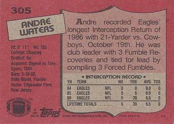 1987 Topps #305 Andre Waters Back