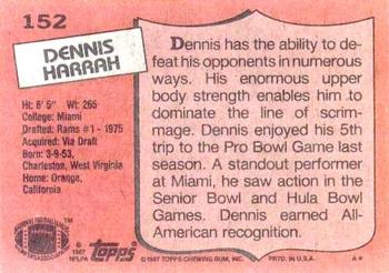 1987 Topps #152 Dennis Harrah Back