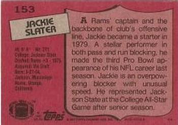 1987 Topps #153 Jackie Slater Back