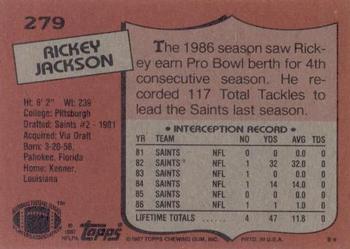 1987 Topps #279 Rickey Jackson Back