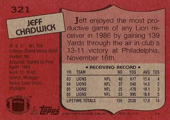 1987 Topps #321 Jeff Chadwick Back