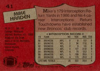 1987 Topps #41 Mike Harden Back