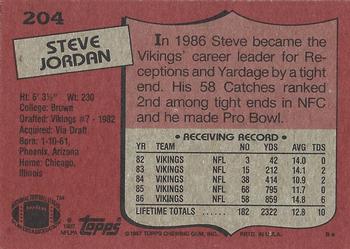 1987 Topps #204 Steve Jordan Back