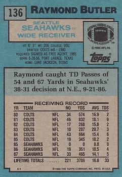 1988 Topps #136 Raymond Butler Back