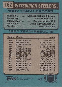 1988 Topps #162 Steelers Team Leaders - Louis Lipps Back