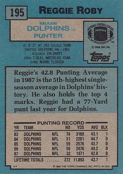 1988 Topps #195 Reggie Roby Back