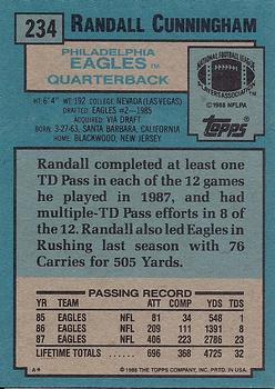 1988 Topps #234 Randall Cunningham Back