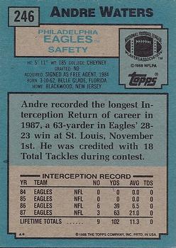 1988 Topps #246 Andre Waters Back