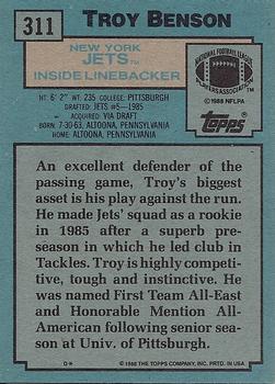 1988 Topps #311 Troy Benson Back