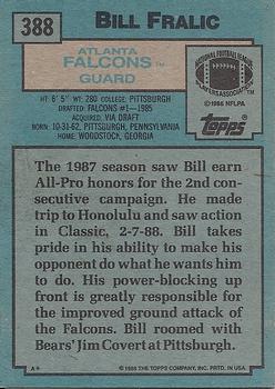 1988 Topps #388 Bill Fralic Back