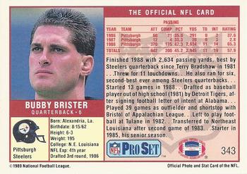1989 Pro Set #343 Bubby Brister Back