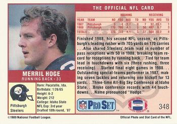 1989 Pro Set #348 Merril Hoge Back