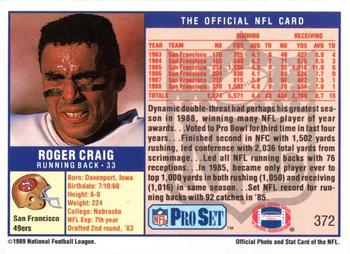 1989 Pro Set #372 Roger Craig Back