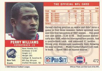 1989 Pro Set #472 Perry Williams Back