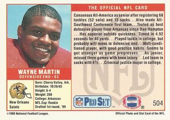 1989 Pro Set #504 Wayne Martin Back