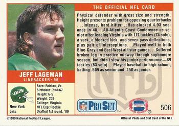 1989 Pro Set #506 Jeff Lageman Back