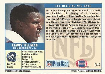 1989 Pro Set #547 Lewis Tillman Back