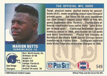 1989 Pro Set #549 Marion Butts Back
