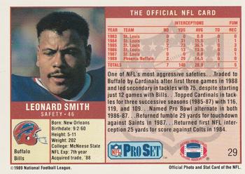 1989 Pro Set #29 Leonard Smith Back