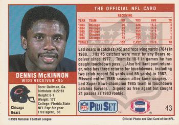 1989 Pro Set #43 Dennis McKinnon Back