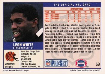 1989 Pro Set #69 Leon White Back
