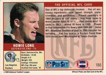 1989 Pro Set #186 Howie Long Back