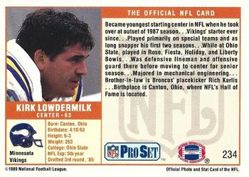 1989 Pro Set #234 Kirk Lowdermilk Back