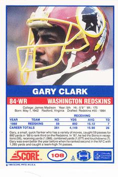 1989 Score #108 Gary Clark Back