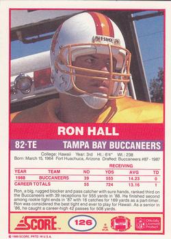 1989 Score #126 Ron Hall Back