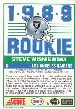 1989 Score #254 Steve Wisniewski Back