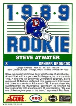 1989 Score #263 Steve Atwater Back