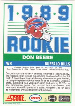 1989 Score #265 Don Beebe Back