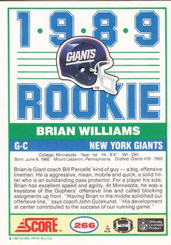 1989 Score #266 Brian Williams Back